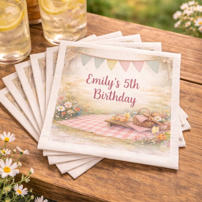 Sweet Picnic Outdoor Boho Birthday Party Napkins (Creator Uploaded)