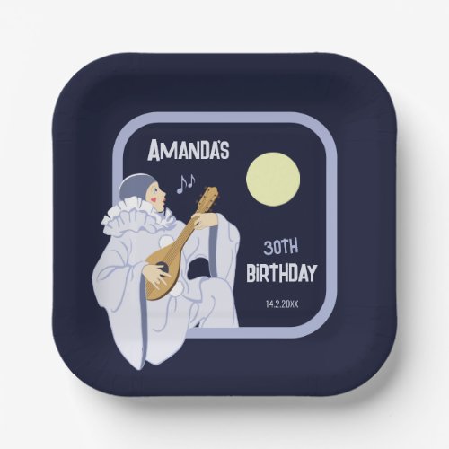 Sweet Pierrot clown playing lute CC1271 birthday