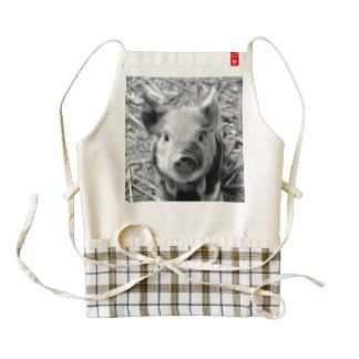 sweet piglet, black white zazzle HEART apron