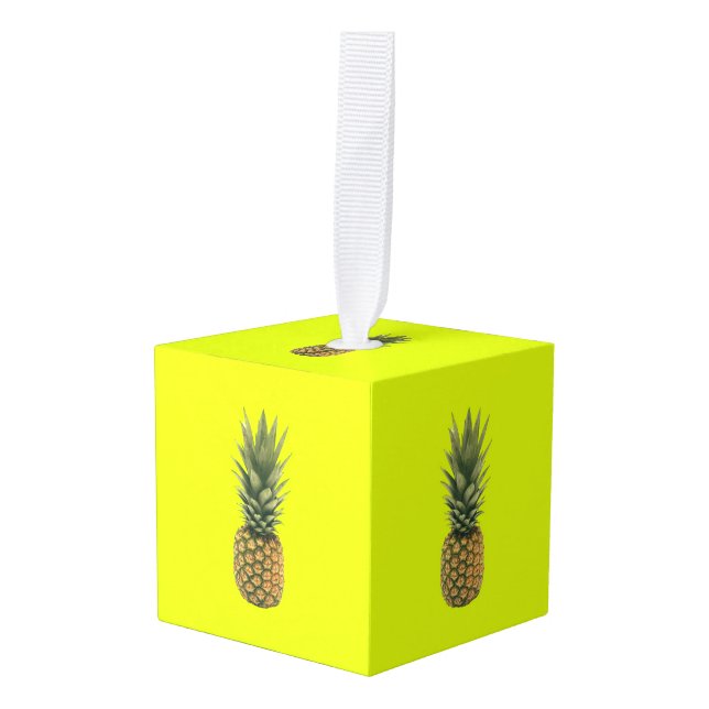 Sweet Pineapple Cube Ornament (Front Angled)