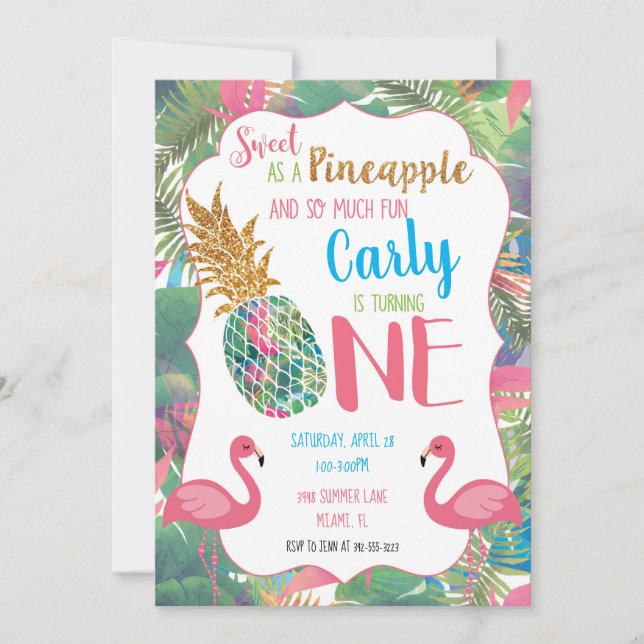 Sweet Pineapple First Birthday Invitation (Front)