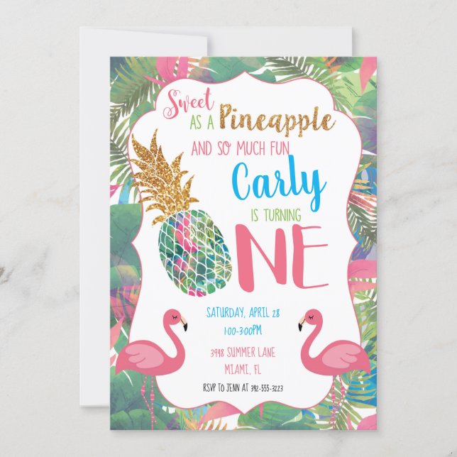 Sweet Pineapple First Birthday Invitation (Front)