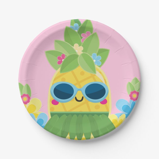 Sweet Pineapple Girls Ms Onederful First Birthday  Paper Plates (Front)