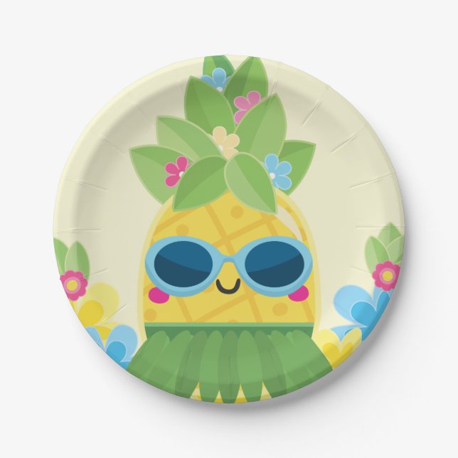 Sweet Pineapple Girls Ms Onederful First Birthday Paper Plates (Front)