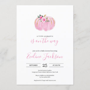 Sweet pink a little pumpkin as in the way baby invitation