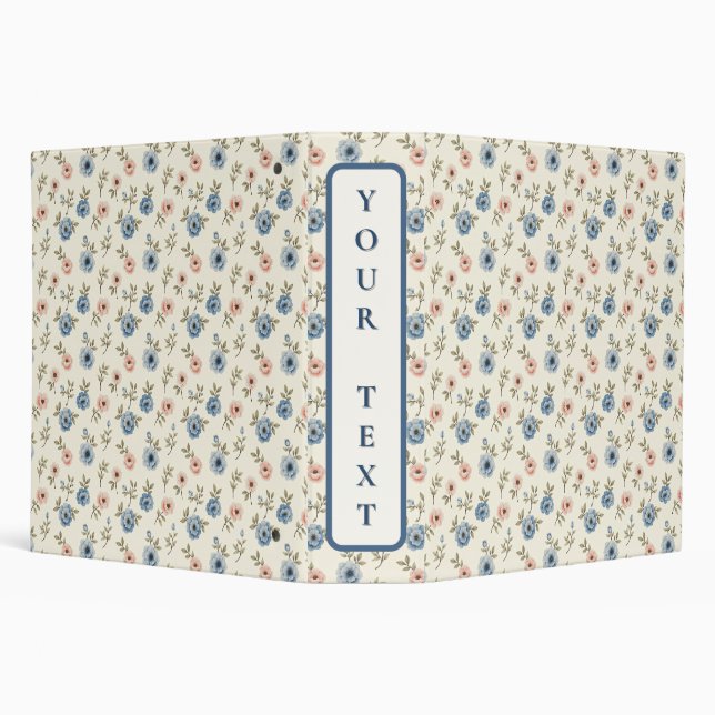 Sweet Pink and Blue Floral 3 Ring Binder (Background)