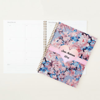 Sweet Pink and Blue Floral Planner
