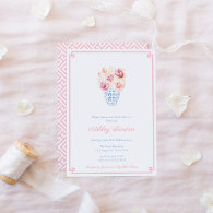 Sweet Pink And Blue Little Girl Baby Shower Party Invitation