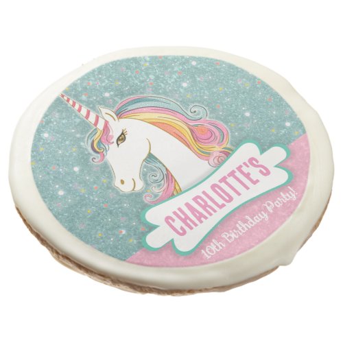 Sweet Pink and Blue Unicorn Birthday Party Sugar Cookie