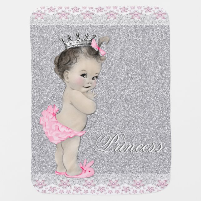 Sweet Pink and Gray Baby Blanket (Front)