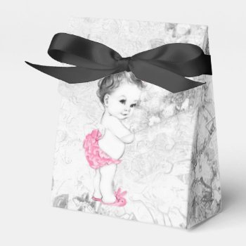 Sweet Pink And Gray Baby Shower Favor Boxes by The_Vintage_Boutique at Zazzle
