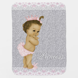 Sweet Pink and Gray Baby Swaddle Blanket