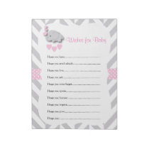 Sweet Pink and Gray Elephant Baby Shower - Wishes Notepad