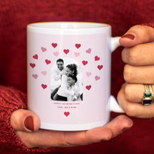 Sweet Pink and Red Heart Patterned Photo Valentine Giant Coffee Mug