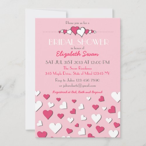 Sweet Pink and White Love Bridal Shower Invitation