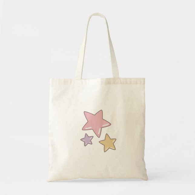 Sweet Pink and Yellow Star Doodle Carryall Bag (Front)