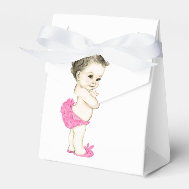 Sweet Pink Baby Girl Shower Favor Boxes (Front Side)