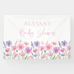 Sweet Pink Baby in Bloom Wildflower Baby Shower Banner