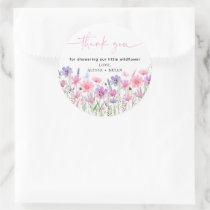 Sweet Pink Baby in Bloom Wildflower Baby Shower Classic Round Sticker