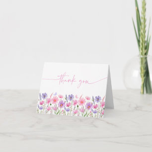 Sweet Pink Baby in Bloom Wildflower Baby Shower Letterpress Thank You Card