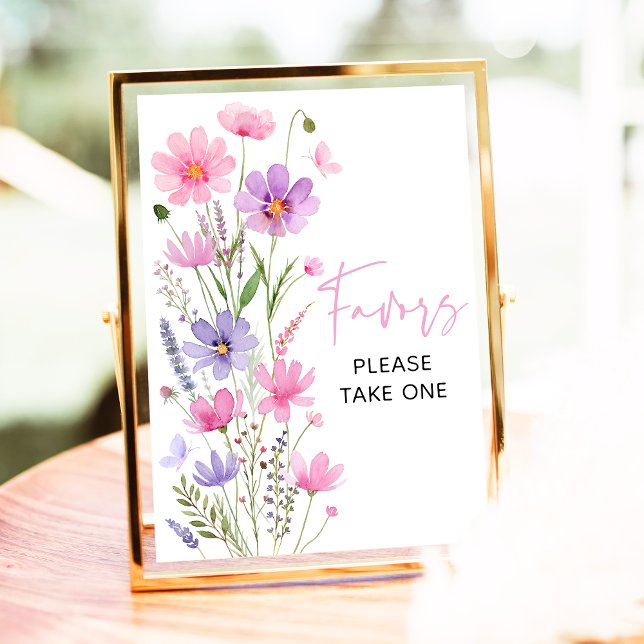 Sweet Pink Baby in Bloom Wildflower Favors Sign (Creator Uploaded)