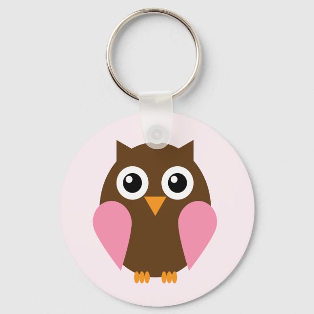Sweet Pink Baby Owl Keychain (Front)