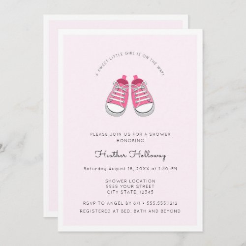 Sweet Pink Baby Shoes Baby Shower Invitation
