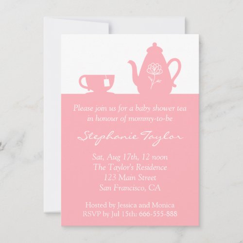 Sweet Pink Baby Shower, Tea Party for Mom to Be Personalized Announcements