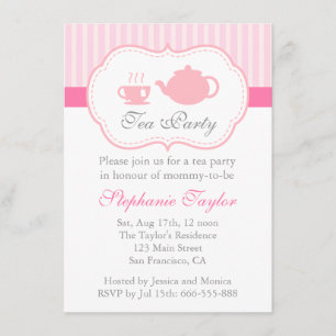 Sweet Pink Baby Shower, Tea Party for Mom to Be Invitation