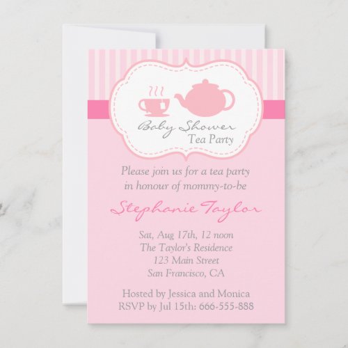 Sweet Pink Baby Shower, Tea Party for Mom to Be Invites