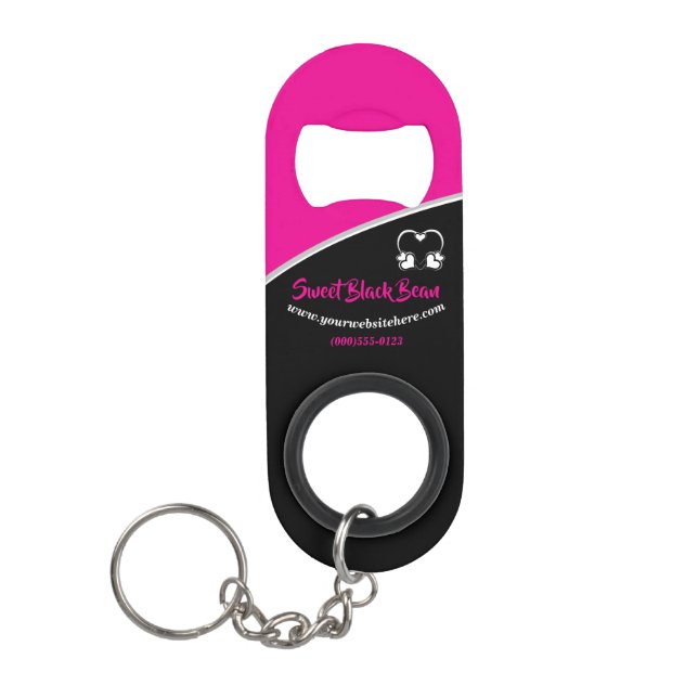 Sweet Pink Bean Promotional Business Keychain Bottle Opener (Front)