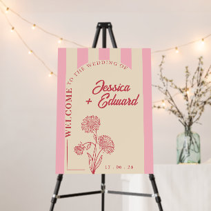 Sweet Pink Beige Striped Wedding Chic Birth Flower Foam Board
