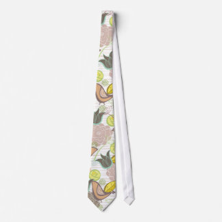 Sweet Pink Birds Floral Garden Spring Flowers Tie