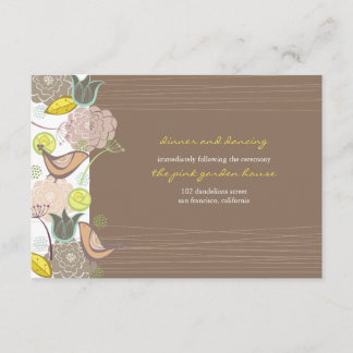 Sweet Pink Birds Floral Garden Wedding Reception C Enclosure Card