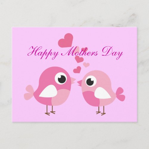 Sweet  pink birds for mothers  Postcard