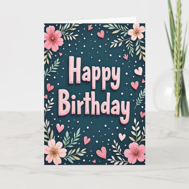 Sweet Pink Birthday Card (Front)