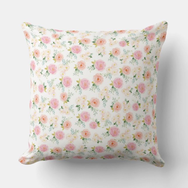 Sweet Pink Blooms Throw Pillow (Front)