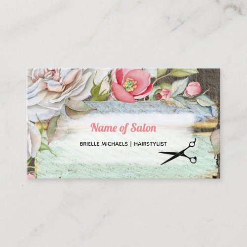 Sweet Pink Blossom Floral Hairstylist Beauty Salon Business Card