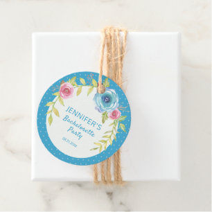 Sweet Pink Blue Boho Floral Bachelorette Party Favor Tags