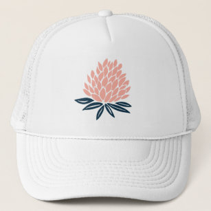 Sweet Pink Blue Lotus Flower Art Trucker Hat
