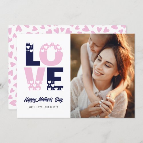 Sweet Pink Blue Photo Happy Mothers Day Card