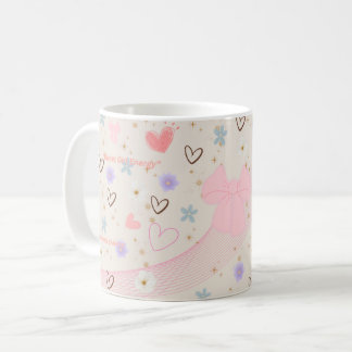 Sweet Pink Bow Aesthetic Mug | Kawaii Cute Pastel