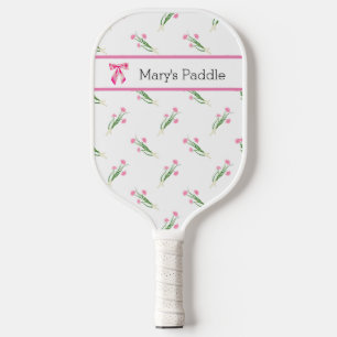 SWEET Pink Bow Wildflowers Personalized Pickleball Paddle