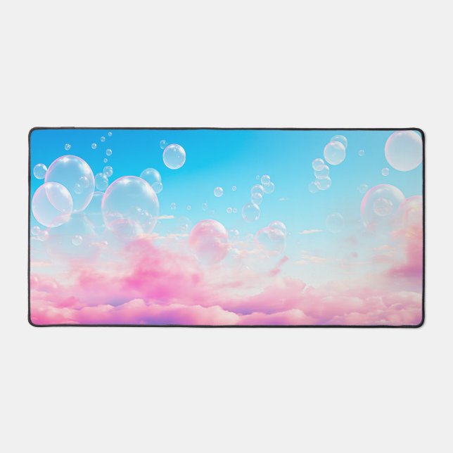 Sweet Pink Bubble Sky Desk Mat (Front)