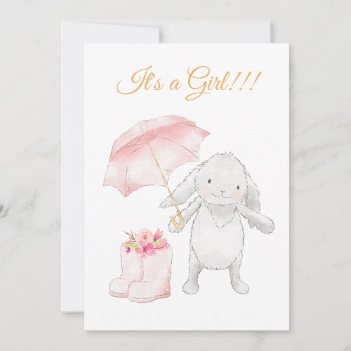 *~* Sweet Pink Bunny Umbrella Shower Invitation