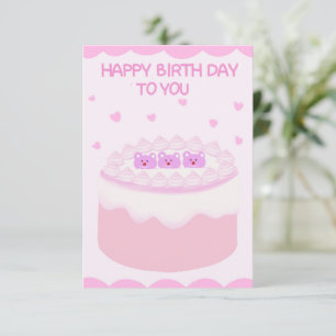 Sweet pink cake happybirthday card