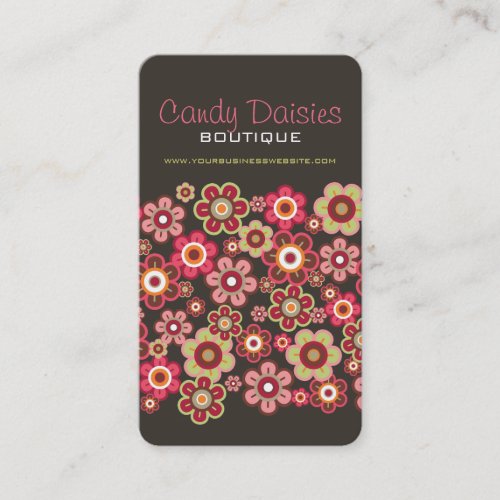 Sweet Pink Candy Daisies Flowers Chic Pattern Cute Business Cards