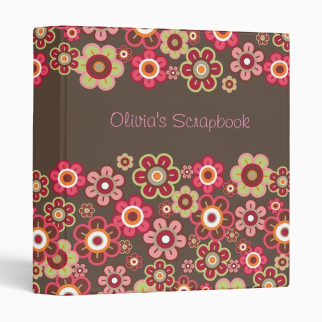Sweet Pink Candy Daisies Flowers Girly Pattern Fun 3 Ring Binder (Front/Spine)