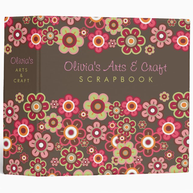 Sweet Pink Candy Daisies Flowers Girly Pattern Fun 3 Ring Binder (Front/Spine)