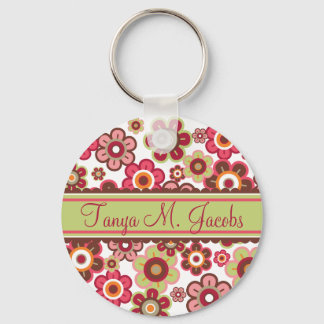 Sweet Pink Candy Daisies Flowers Girly Pattern Fun Keychain